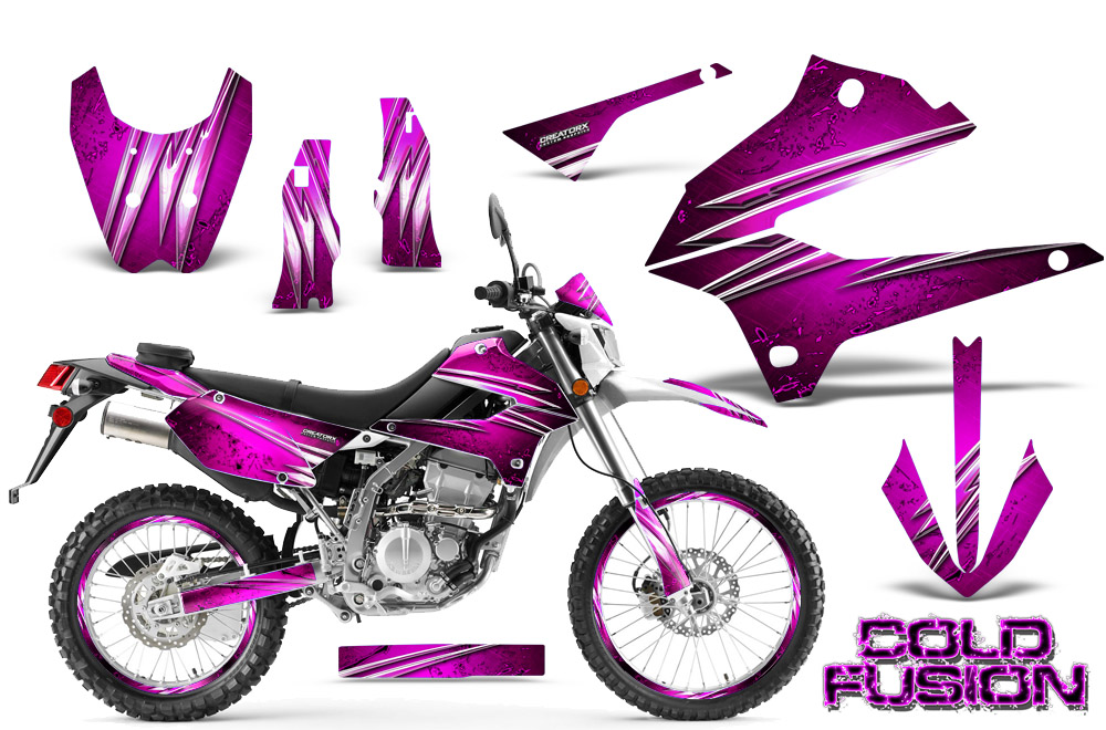 Kawasaki KLX DTRACK Graphics Kit Cold Fusion Pink NP Rims